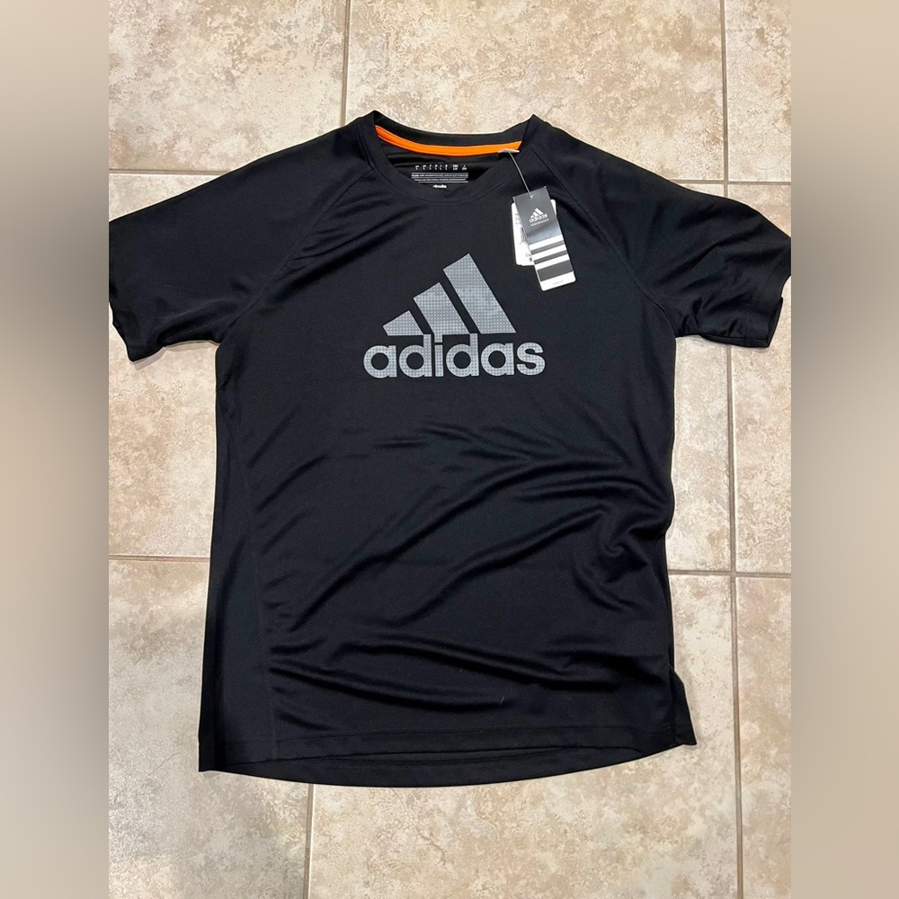 Adidas Climalite Athletic Tee - Size L - Black with Grey Logo